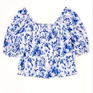 A&F Crinkle Textured Puff Sleeve Top